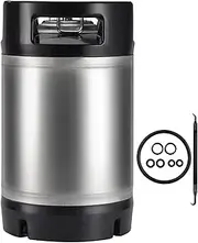 Hilangsan New 2.5 Gallon Ball Lock Keg Stainless Steel Beer Keg with Dual Rubber Handle Ball Lock Corny Keg Home Brew Keg