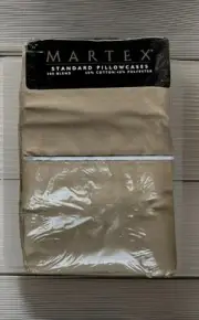 Set of 2 New Brown w/ White Piping Martex Standard Pillowcases 200 Blend