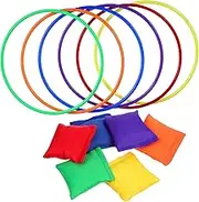 1 Set Bean Bag Toss Game for Carnival Ring Toss with Rings Soft Bean Bags Indoor Outdoor Fun Coordination Motor Skills