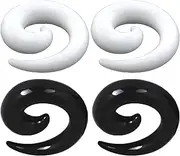 [Decentraland] 2 Pairs 1.6 mm(14 G) Black White Acrylic Spiral Snail Taper Plugs Tunnel Ear Stretcher Expander Kit Gauges Gage Stretching Kit Swirl Ears Tunnels Earrings Plugs Set Body Piercing Jewelry Women Men