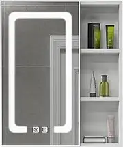 Bathroom Mirror Cabinet with Illuminated Smart Mirror with Touch Screen Space, Aluminum Wall Mounted Storage Cabinet, Defogger, Bathroom Wall Mirror