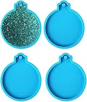 AIMALL 12PCS Christmas Bauble Silicone Mould Resin Molds for DIY Crafts, Round Circle Ornament Molds for Christmas Tree, Keychain Pendants, Custom Resin Crafts
