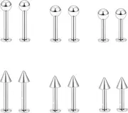 [QXXPVV] 12Pcs 16G Stainless Steel Labret Studs Lip Tragus Cartilage Studs Helix Medusa Earring Rings Piercing Jewelry for Women Men