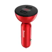 4.8A LCD Display Dual USB 360 Rotation Quick Charger Car Charger Adapter for iPhone X S9 S8 RED COLOR
