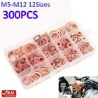 300PCS Copper Garage Seal Gasket Set Crush Washers Assorted Car Engine Flat Ring