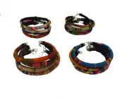 12 Peruvian Manta blanket bracelets. Inka style. Assorted colors.