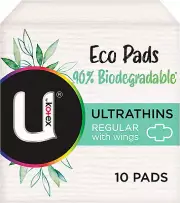 U by Kotex Eco Ultrathin Pads Regular with Wings 10 Count