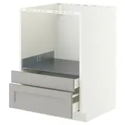 METOD / MAXIMERA base cabinet f combi micro/drawers, white/Lerhyttan light grey, 60x60x80 cm