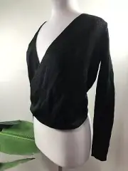 Pearl By Lela Rose Black Crossback Sparkle Knit Crop Top Size XS