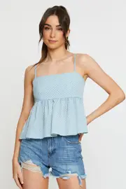 Polka Dot Cami Top Peplum - Size XS, Women's Cami