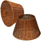 Medium Shade-Lamp Shades Set of 2,DIY Natural Barrel/bell rattan boho Hand Cr...