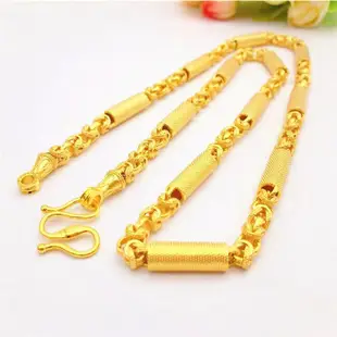 越南沙金項鏈男士 黃銅鍍24k金男士新款空管沙金項鍊 仿黃金飾品砂金項鏈飾品