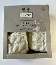 New Hunter Kids Boot Socks White Ivory Large Size 1-3 US