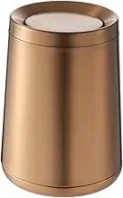 LEASYLIFE 10 L/2.6Gallen,Swing Lid Gold Brass Trash Can,Brushed Nickel Garbage Can Bathroom with Flipping Lid,for Bathroom, Living Room,Bedroom,Hotel (Rose Gold)