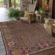 Large Rug Indoor Floor Cover Carpet Living Room Bedroom Office Dining Room Kitchen Hall,Red, Coffee, Green, Beige, Retro, Coffee, 180 x 270 cm