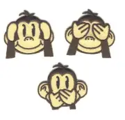 3 AFFEN - 3 Monkeys Sansaru - Aufnäher Aufbügler Iron On Patch Applikation #9343