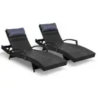 NNEDSZ Set of 2 Sun Lounge Outdoor Furniture Wicker Lounger Rattan Day Bed Garde