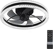 Luxury Crystal Ceiling Fan Lamp Semi-Flush Mou Ceiling Fan Light Low Noise with Remote Co rol APP Co rol Stepl Dimming 3 Light Colors 6 Wind s Forward Reverse Rotation for Bedroom Living