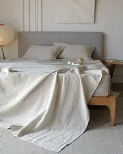 XZ XIFA Linen Bed Sheets Queen Size, 100% Washed French Flax Organic Linen Sheets, Breathable and Cooling Sheets for Hot Sleepers Queen Sheet Set(1 Flat Sheet, 1 Fitted Sheet, 2 Pillowcases)