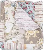 Greenland Home French Country Traditional Patchwork Style Cotton-Rich Quilted Throw, Multi