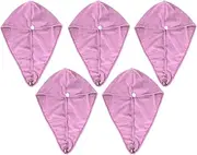 Microfiber Hair Drying Cap Quick Dry Absorbent Soft Turban Towel for Women Girls Family Travel Gym Swimming Pool 5pcs 9.1x25.6in (Light Purple)