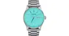 New Nixon Sentry SS Silver / Turquoise Dial a356 2084-00