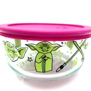 Pyrex Yoda Lightsabers Glass Bowl & Lid Star Wars Special Edition 4Cup Storage