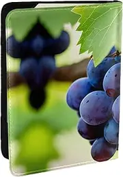 [GaxfjRu] Grape Print Leather Passport Holder Covers Case, Waterproof Travel Wallet Passport Holder for Women Men, Black, One Size