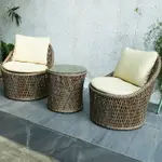 北歐戶外鋁編藤桌椅組合家用小茶幾三件套歐式現代花園藤椅INS風