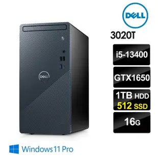 【DELL 戴爾】i5獨顯GTX商用電腦(3020T/i5-13400/16G/512SSD+1TB HDD/GTX1650 4G/W11P)