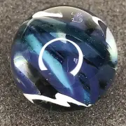 Handmade Contemporary Art Glass Marble 1.02" Blue White Purple MIB Artist Signed