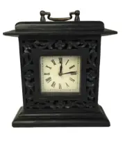 Quartz Wood Carved Ornamental Mantel Tabletop Clock 10" Tall