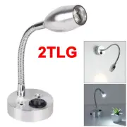 12V 3W Flexible LED Reading/Map Light Gooseneck Interior Lamp Silver