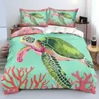Turtle Duvet Cover Full Size Geometry Coralline Bedding Set Dots Circle Bed