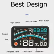 OBD2 Car Digital Speedometer HUD 5.5in Head Up Display Overspeed Alarm Gauge (for: Renault)