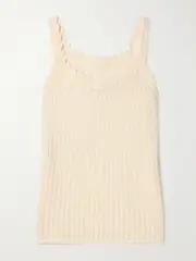 [KHAITE] KHAITE - Ennio Scalloped Pointelle-knit Tank - Cream - x large x large Cream