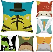 ETHZZLE 1pc Cute Cartoon Pillowcase Cushion Case Couch Pillows Covers Sofa Fuzzy Pillow Case Cushion Cover Giraffe Throw Pillow Cover Animal Printing Pillowcase Pillowslip Fuzzy Case Blue