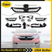 Fits Honda CRV 2017-2019 Front Grille Headlight Trim Fog Light Bracket Set 11pcs (for: Honda)