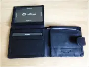 MILLENI MENS LEATHER BIFORD WALLET BLACK 6 Slots 1 window 1 PURSE 540