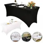 Fitted Table Cloth Cover Spandex Stretch White Black Wedding Party Trestle Table