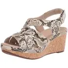 Clarks Women's Annadel Rayna Wedge Sandal Synthetic Snake Taupe Size 8.5M