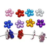200 Mixed Color Acrylic Flatback Flower Rhinestone with Hole Sew on Beads 12mm