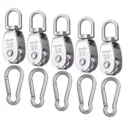 5 Pack M20 Single Pulley Block Lifting Crane Swivel Pulley with Spring Snap Hook