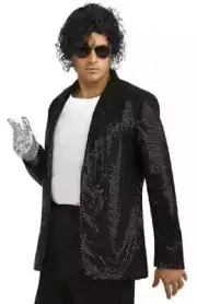 Michael Jackson Billie Jean Jacket Sequin Fancy Dress Halloween Adult Costume