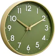 cicininc Wall Clock Green-Silent Wall Clocks Battery Operated 8 Inch-Modern Non Ticking Analog Clock Decorative for Kitchen Office Bathroom Bedroom(Gold)
