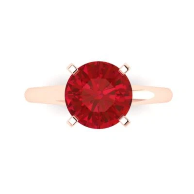 2.5Ct Round Cut Ruby Solid Gold Solitaire Engagement Promise Statement Ring