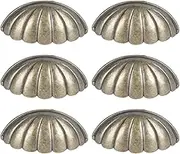 Cabilock 6Pcs Shell Furniture Pulls Antique Drawer Knobs Cup Decorative Cabinet Handles Shell Pull Handles for Furniture Cabinet Door