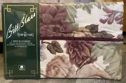 Bill Blass Twin Flat Vtg Bed Sheet Grosgrain Trim Chintz Floral Percal NOSWT