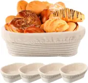 10 inch Oval Banneton Bread Proofing Basket Sourdough Baking Supplies Set 4 Kit