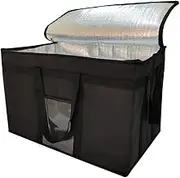 XXXL Insulated Cooler Bag Reusable Grocery Shopping Bag with Zipper Closure,Keep Food Hot or Cold,Ideal for Catering,Instacart,Grocery Transport,Black Color,23"W x 15"H x 14"D